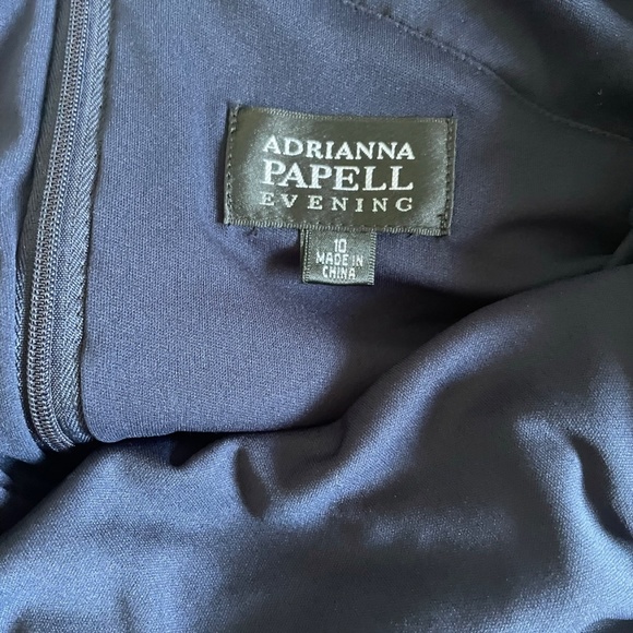 Adrianna Papell Women's Evening Gown Navy Blue Shirred Beaded Sleeveless Sz 10 - Picture 14 of 15